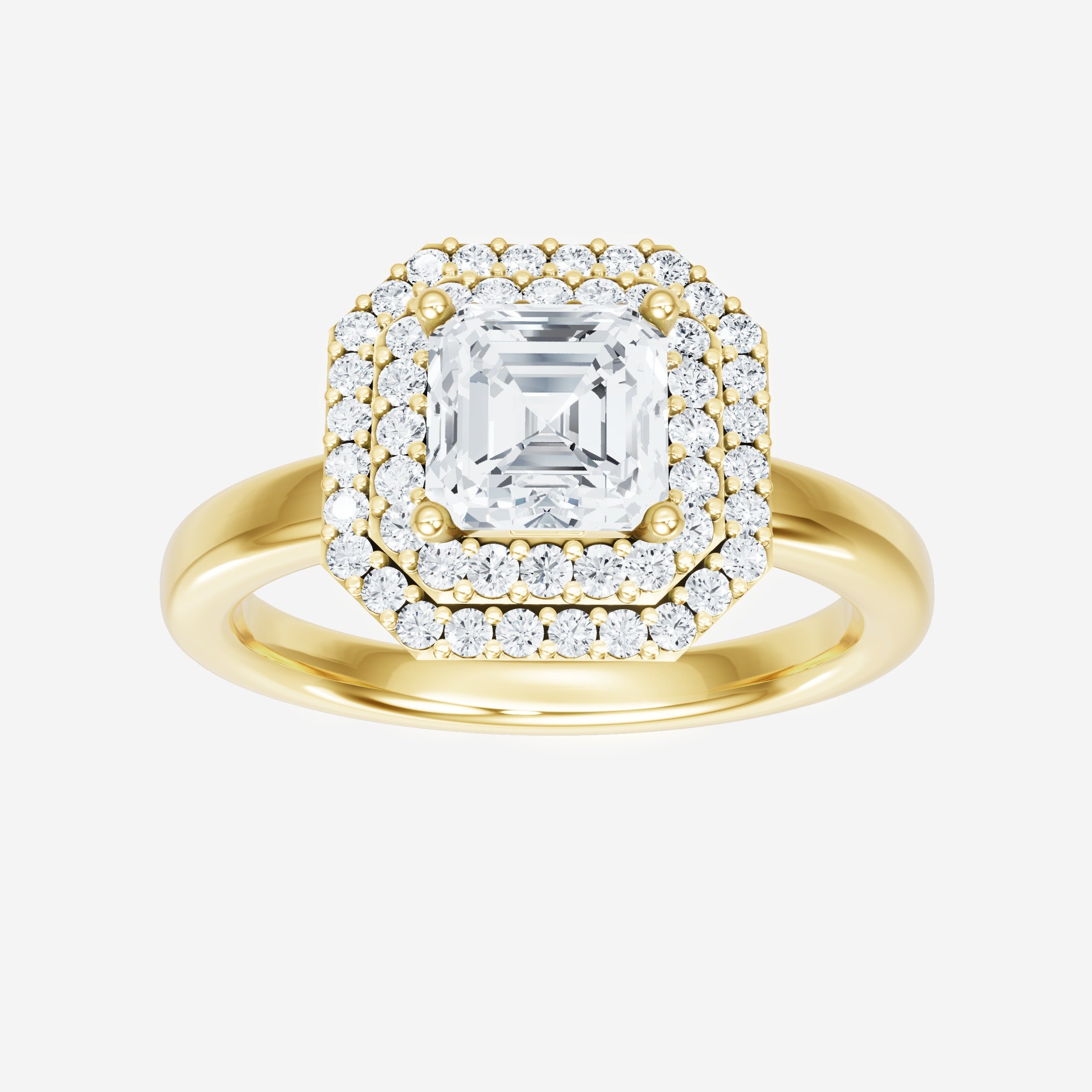 Asscher Double Halo Ring