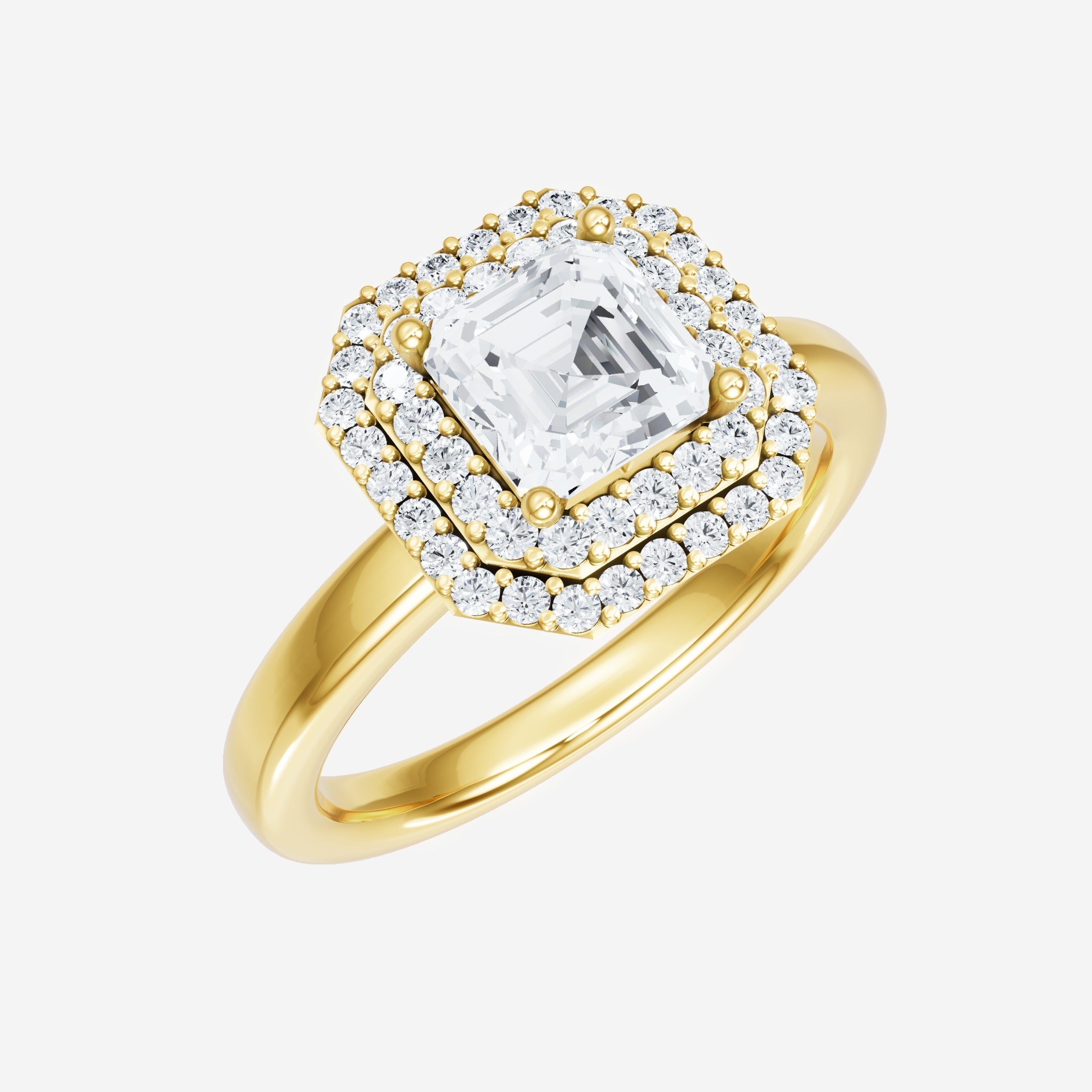 Asscher Double Halo Ring