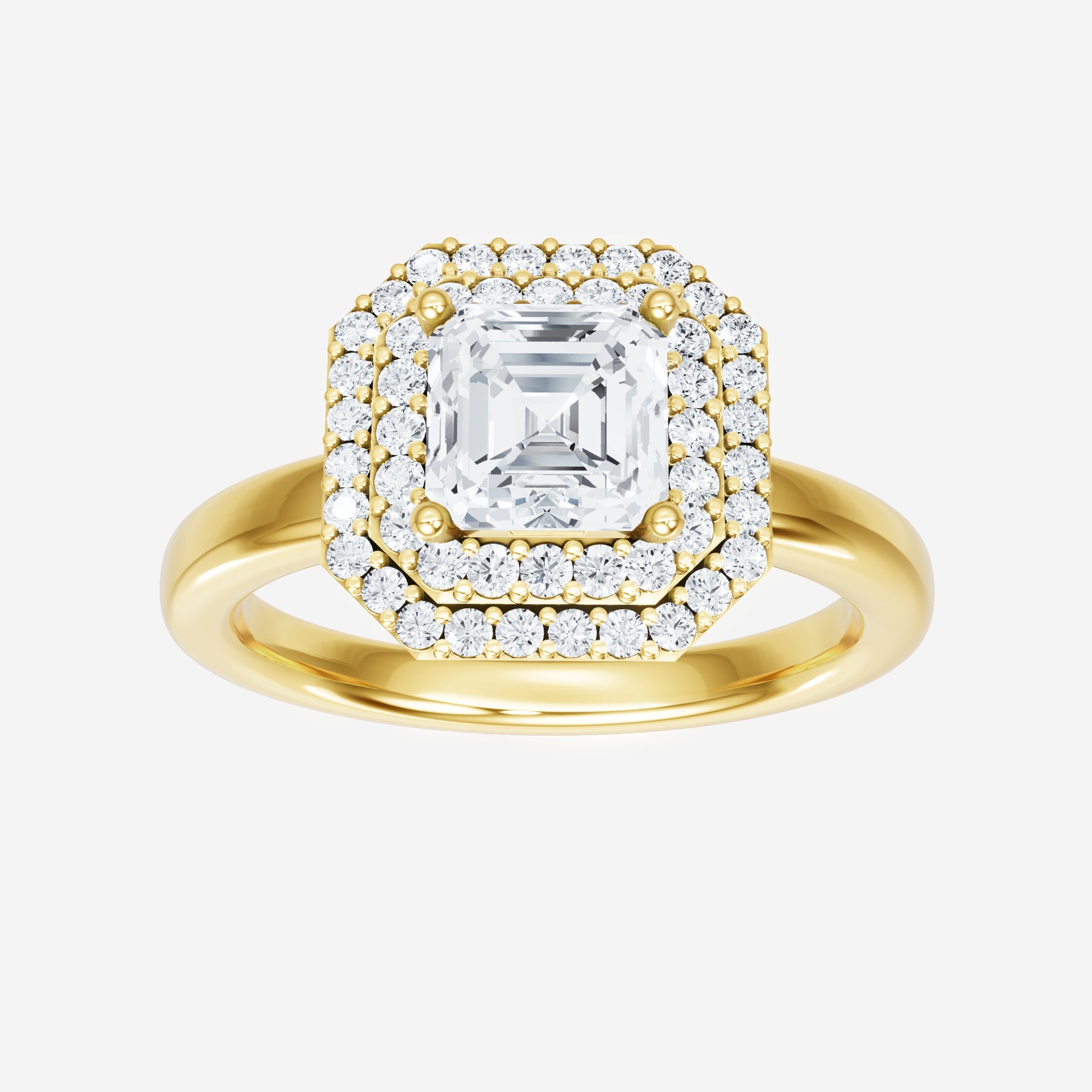 Asscher Double Halo Ring