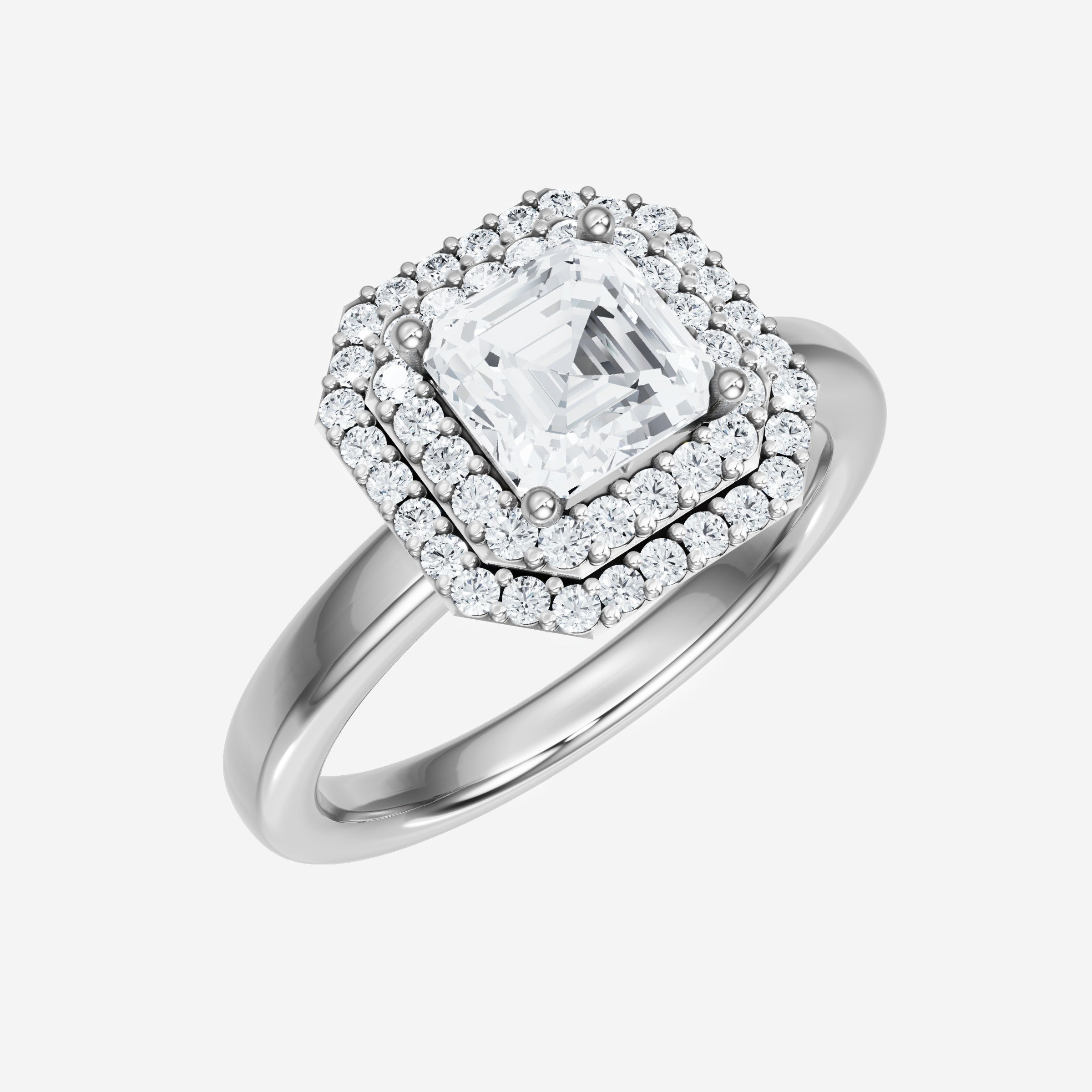 Anillo Asscher de doble halo