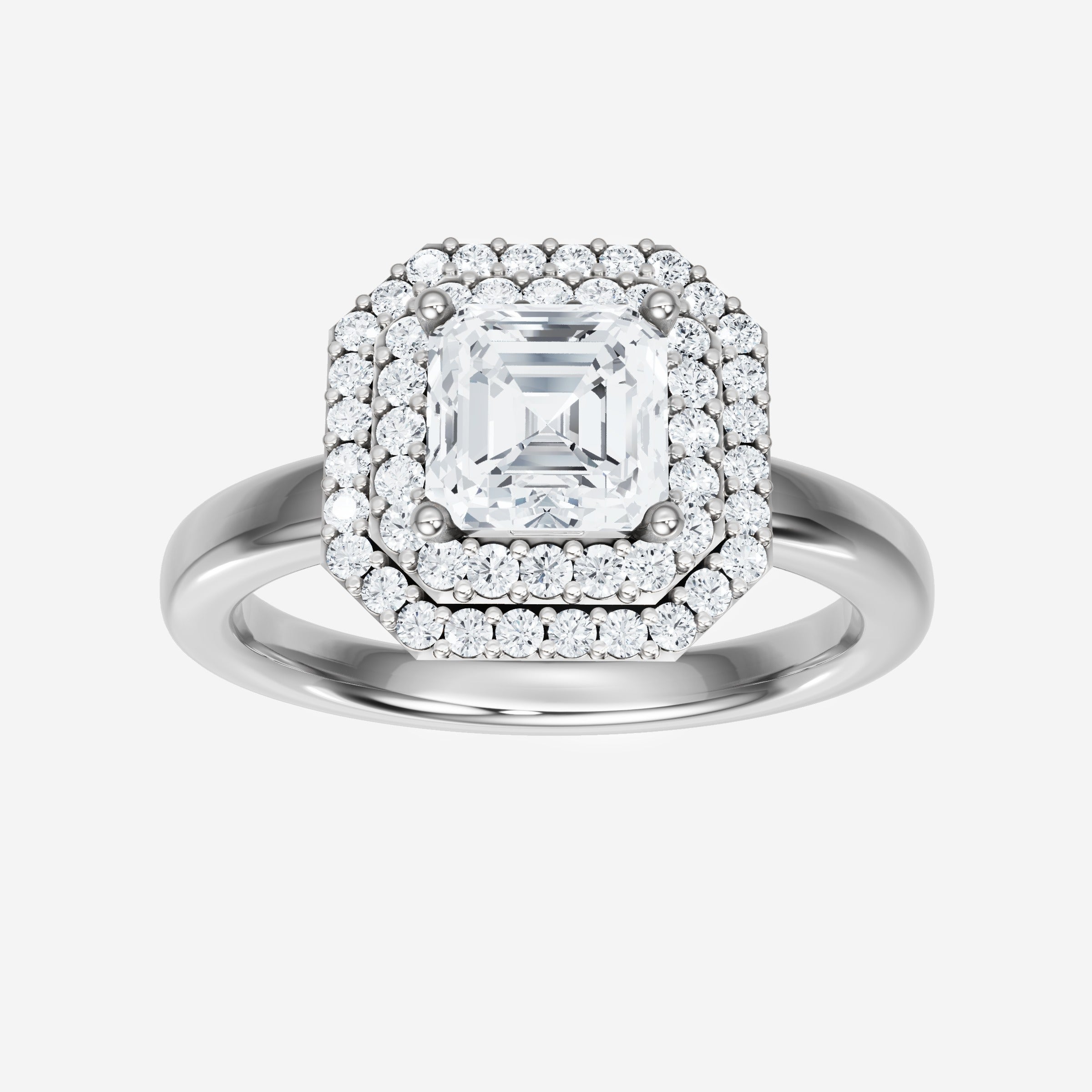 Anillo Asscher de doble halo