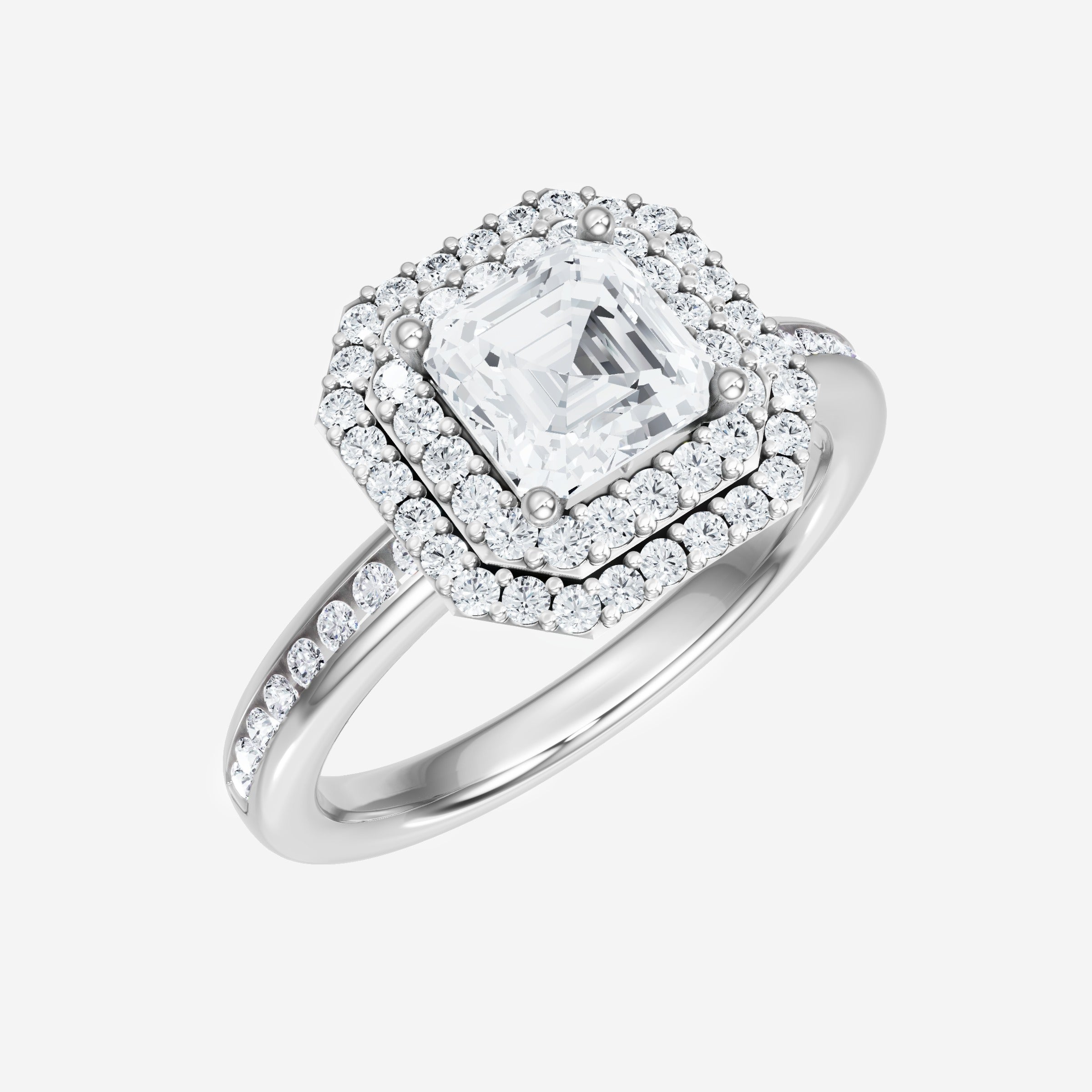 Asscher Double Halo Ring