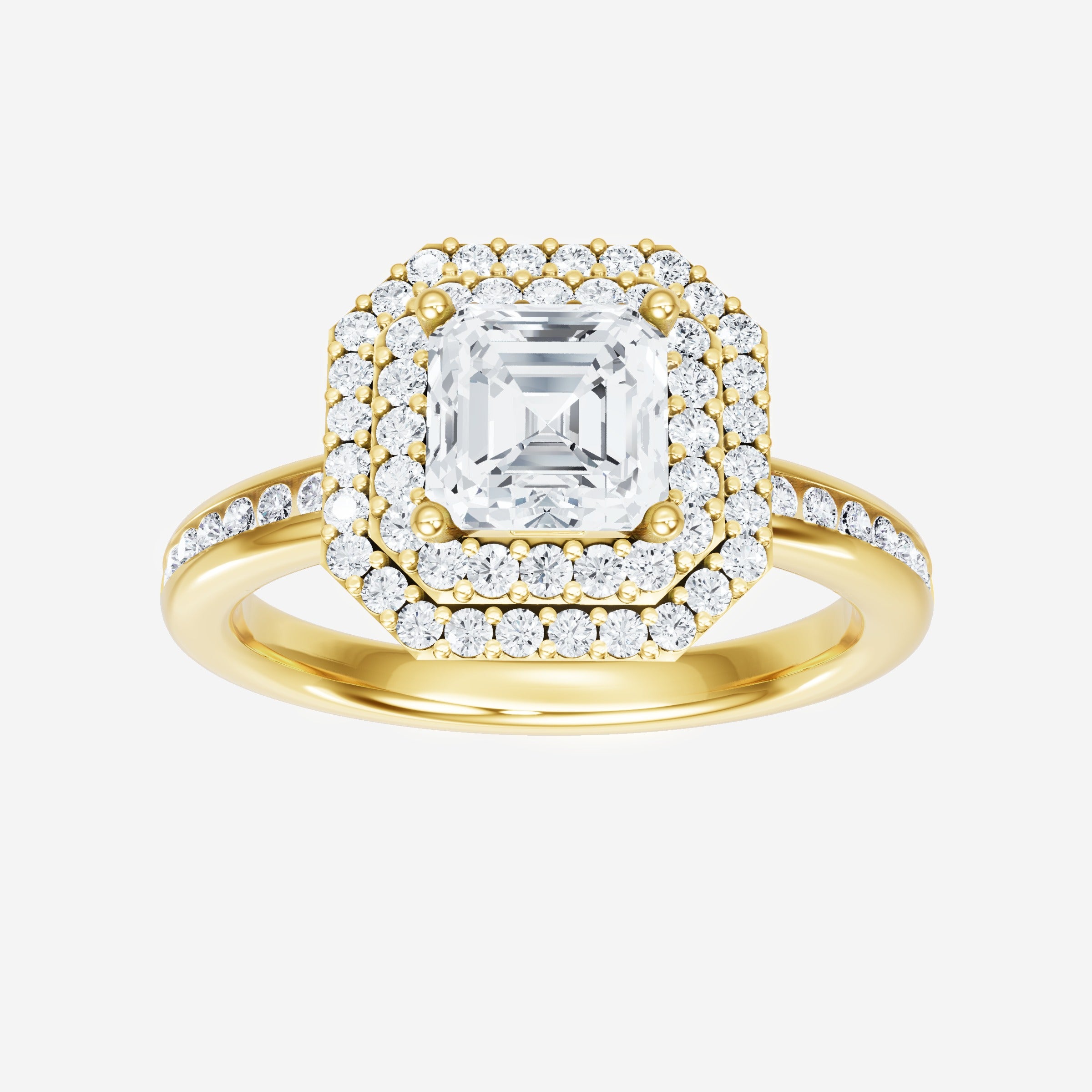 Asscher Double Halo Ring