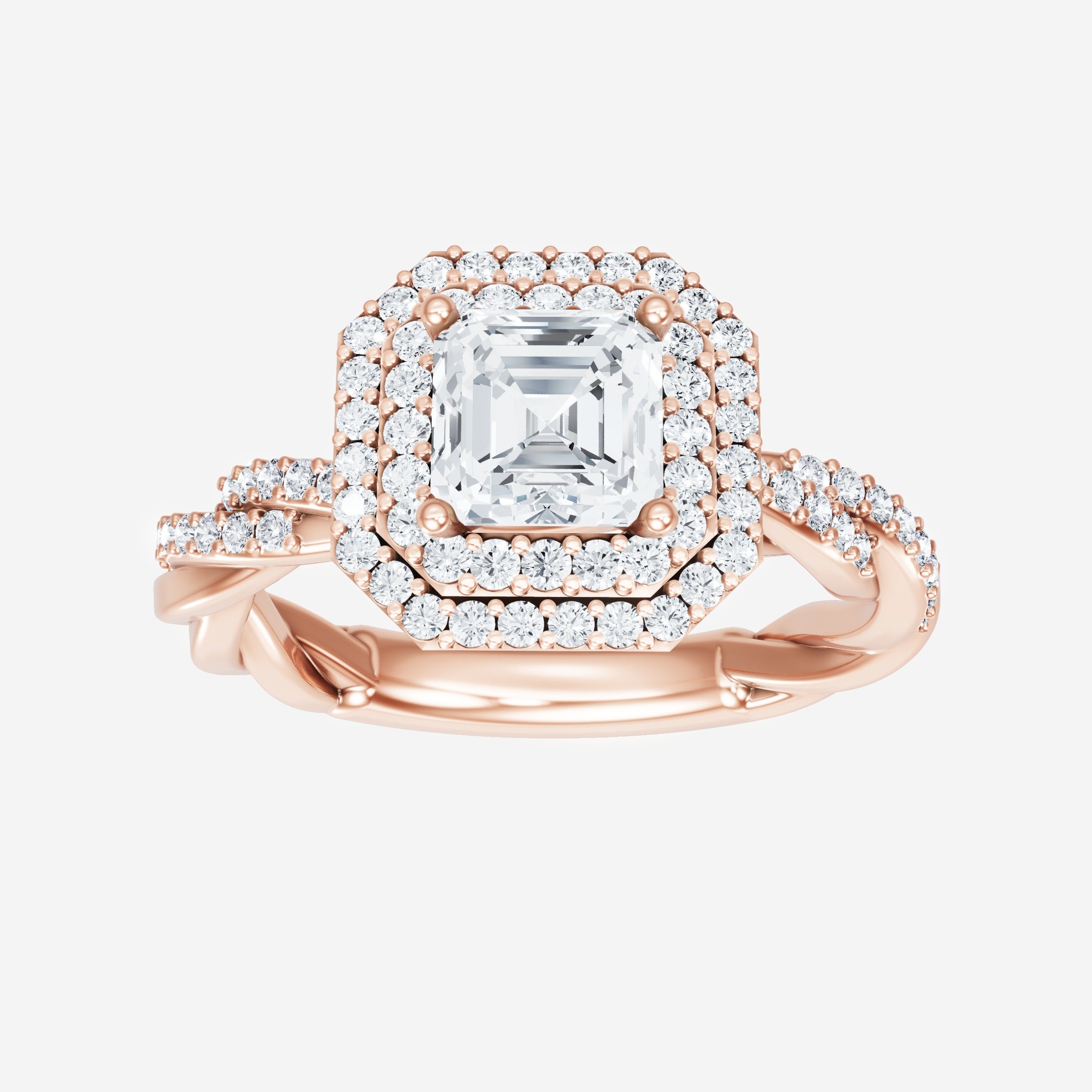 Anillo Asscher de doble halo