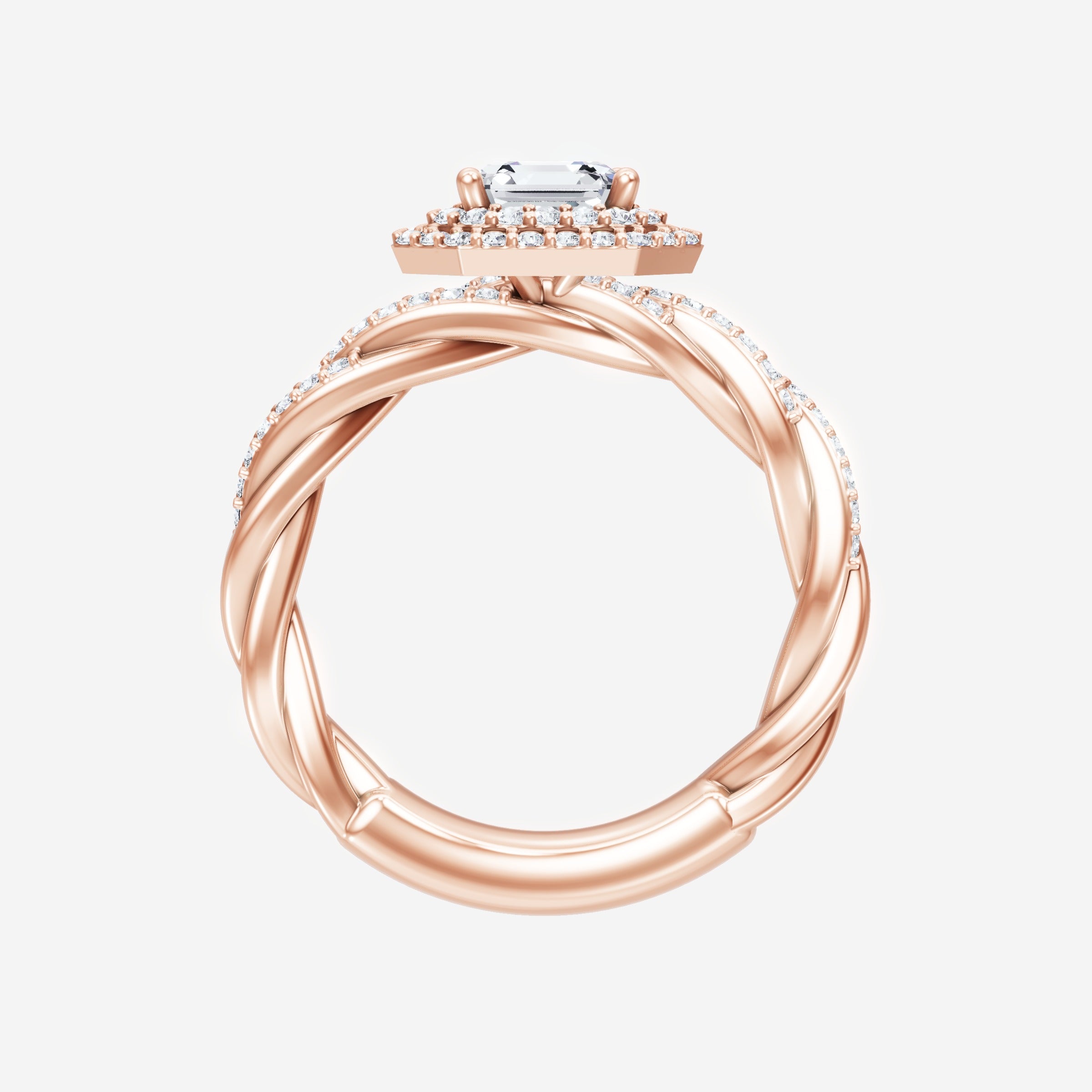 Anillo Asscher de doble halo