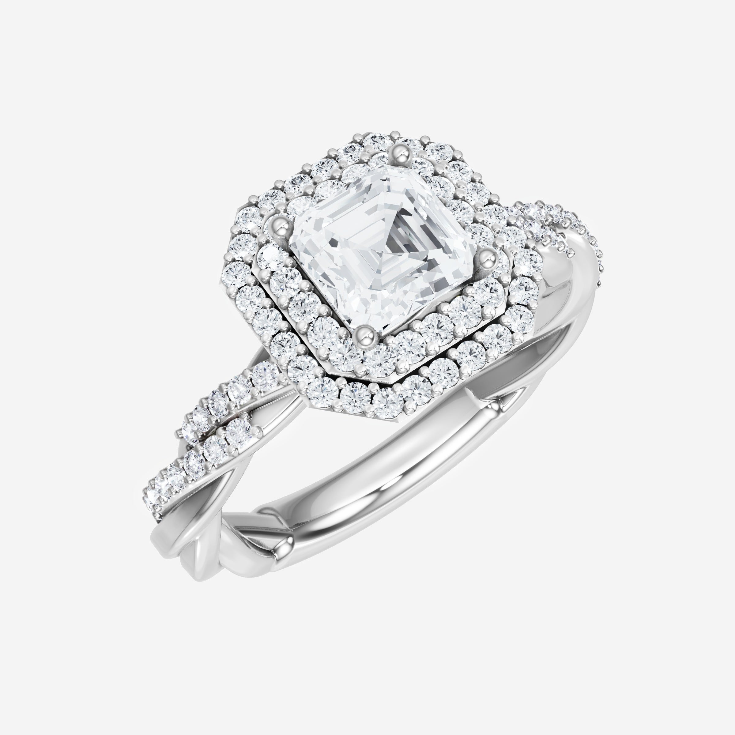 Asscher Double Halo Ring
