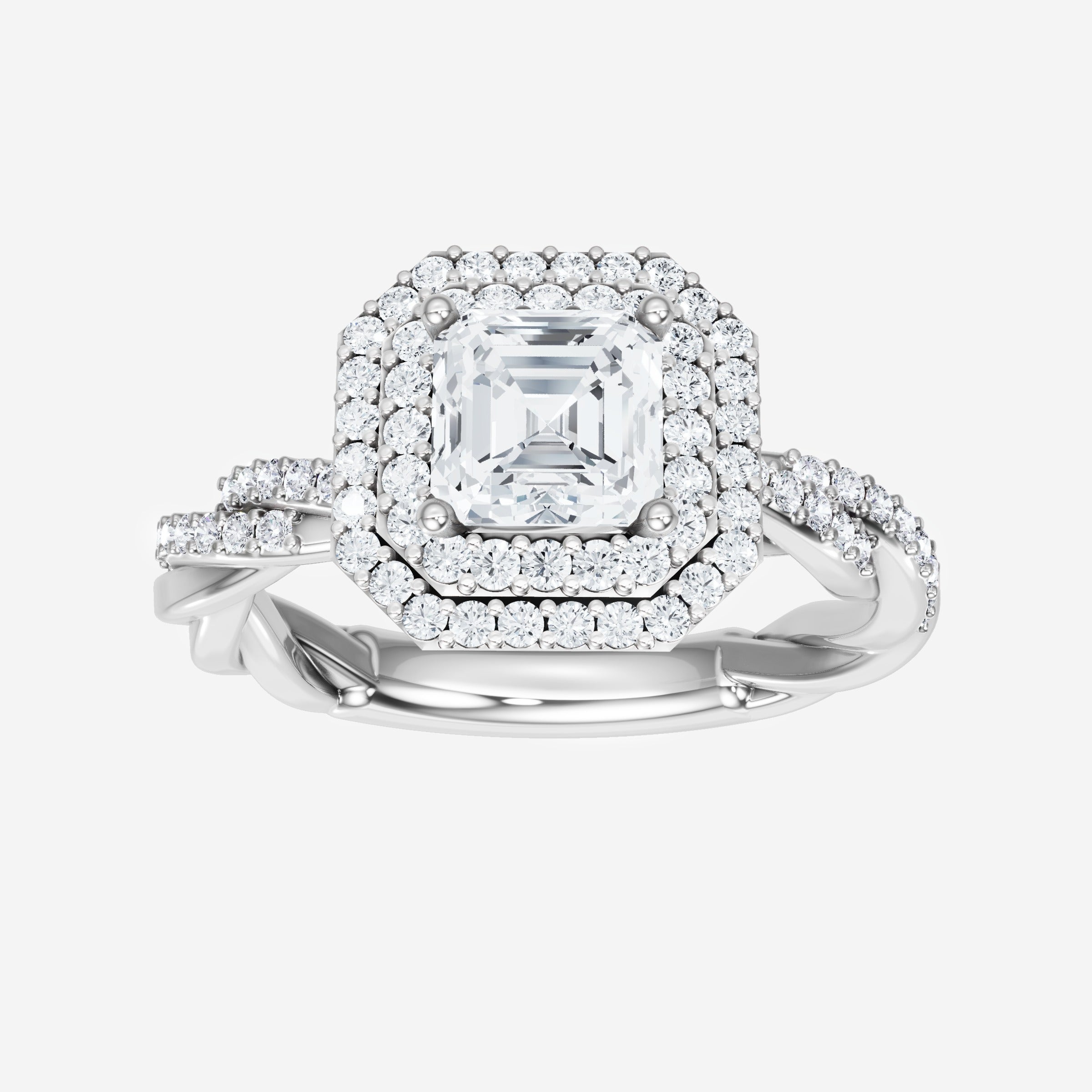 Asscher Double Halo Ring