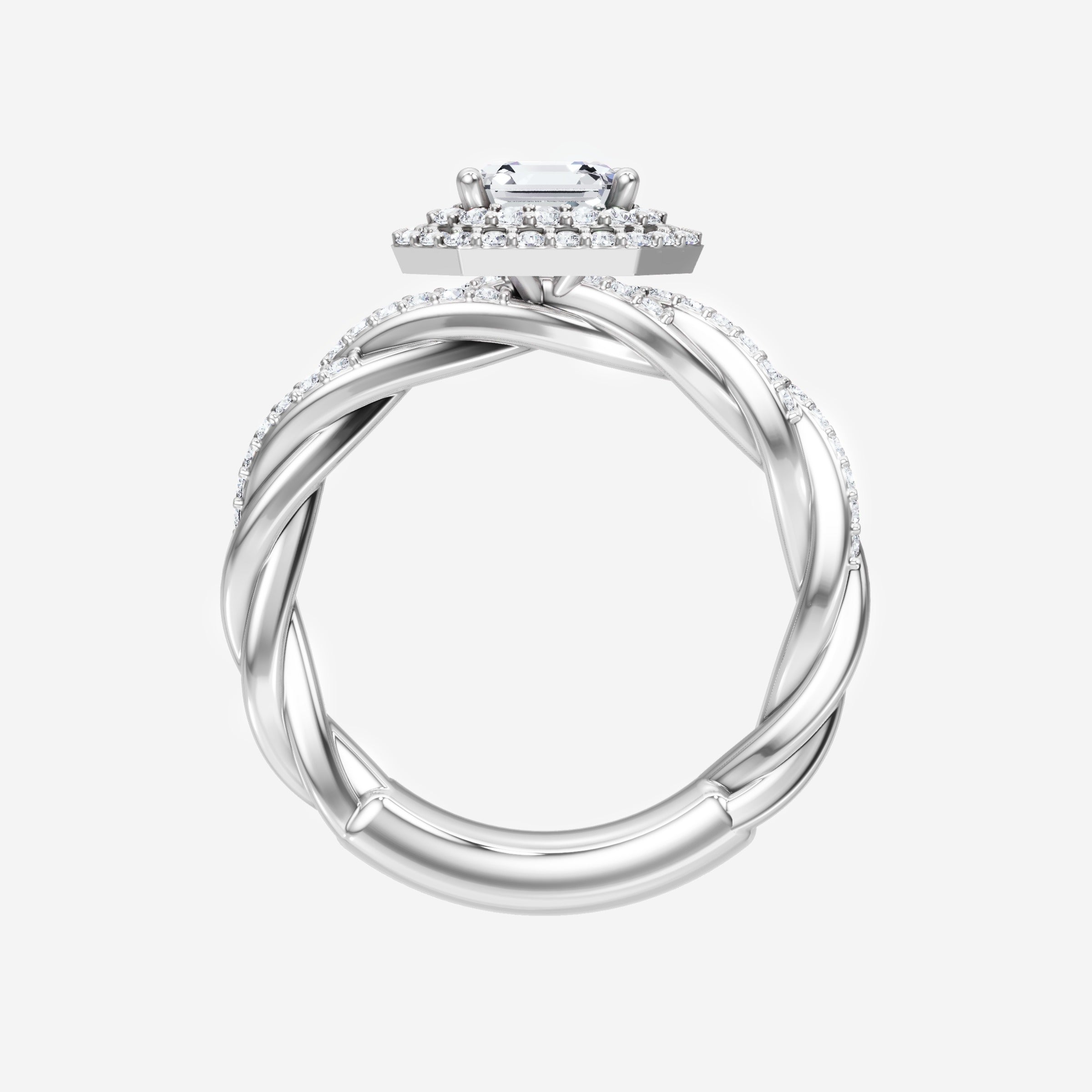 Anillo Asscher de doble halo