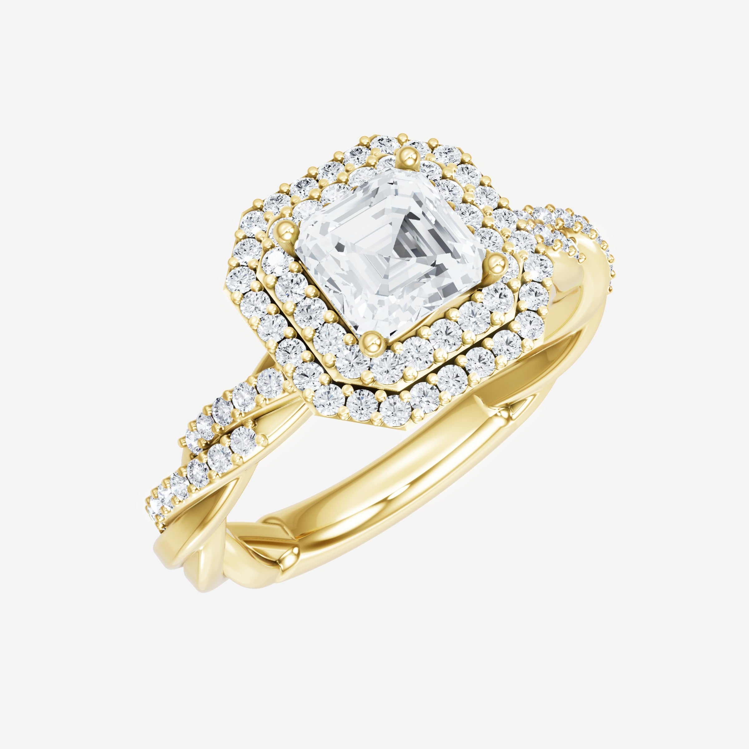 Asscher Double Halo Ring