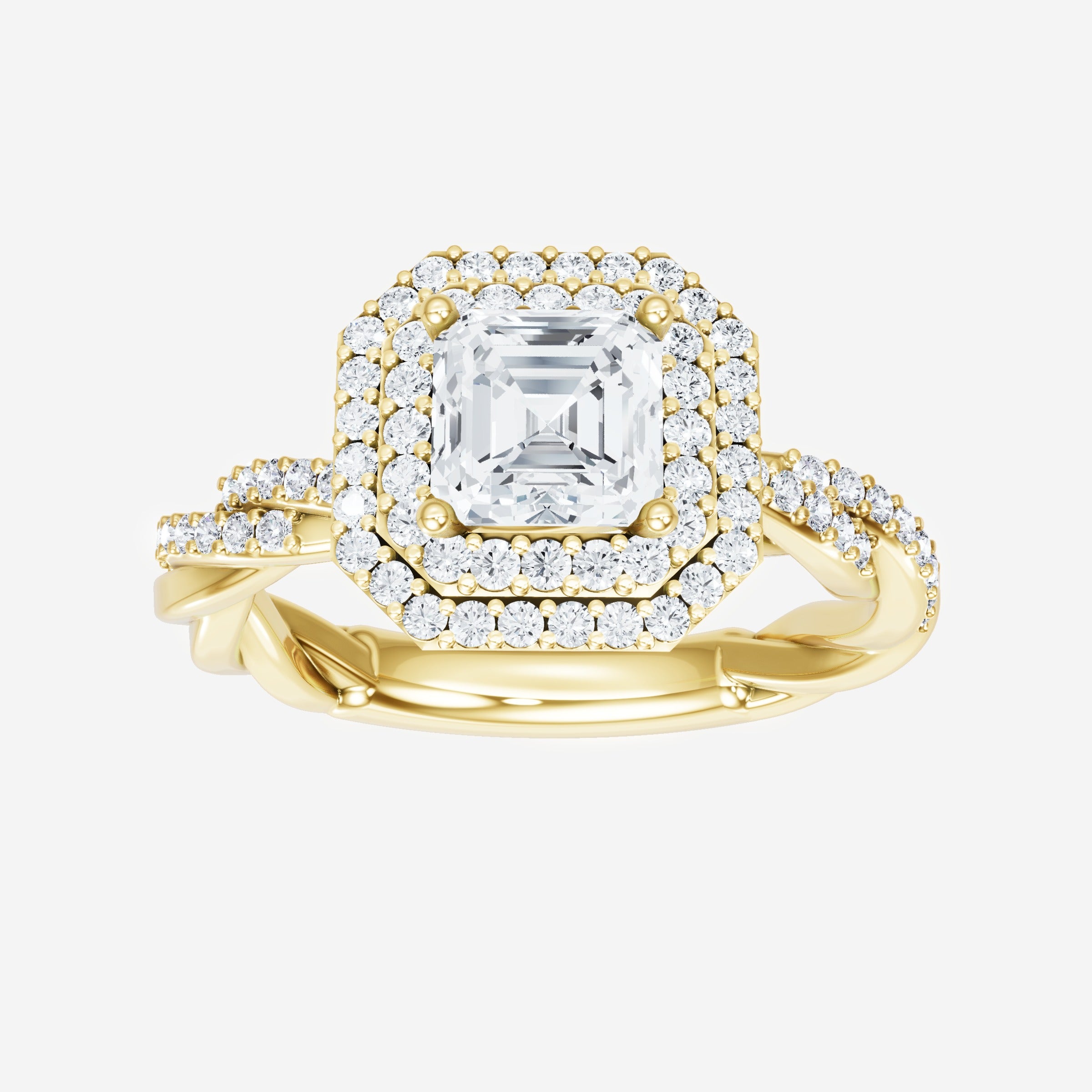 Anillo Asscher de doble halo