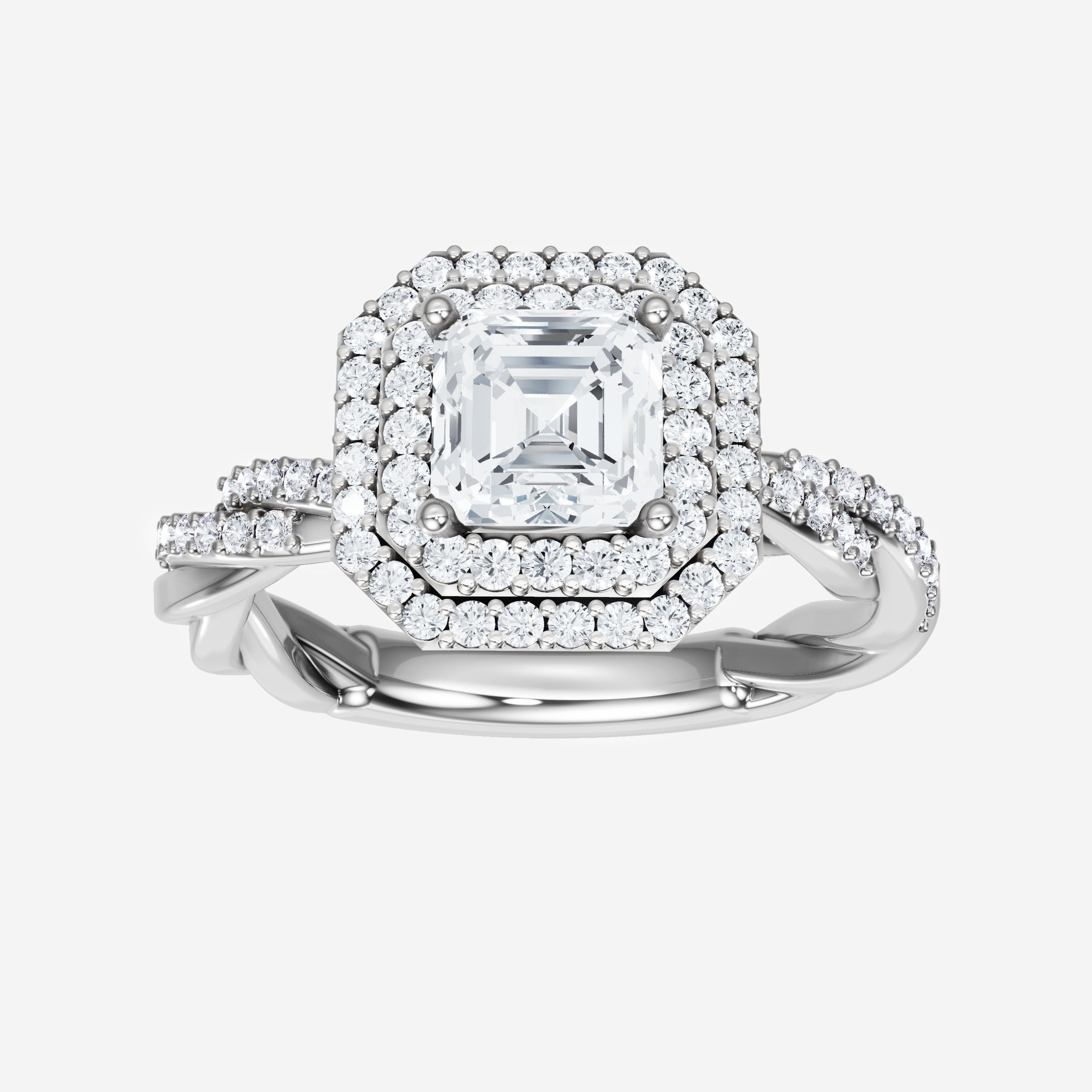 Anillo Asscher de doble halo