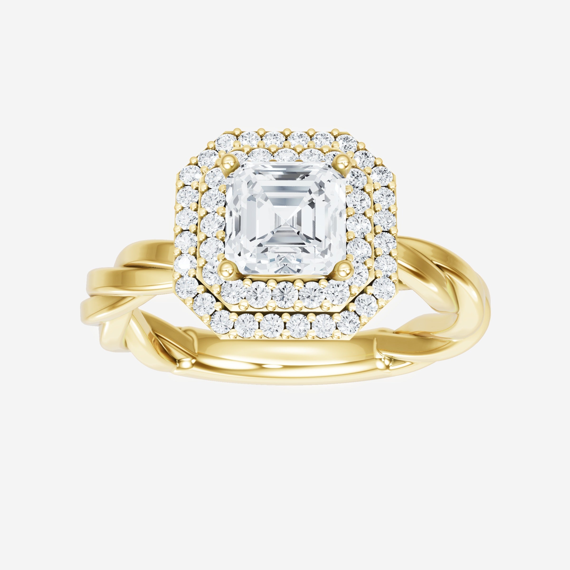 Anillo deslumbrante y glamoroso de Asscher