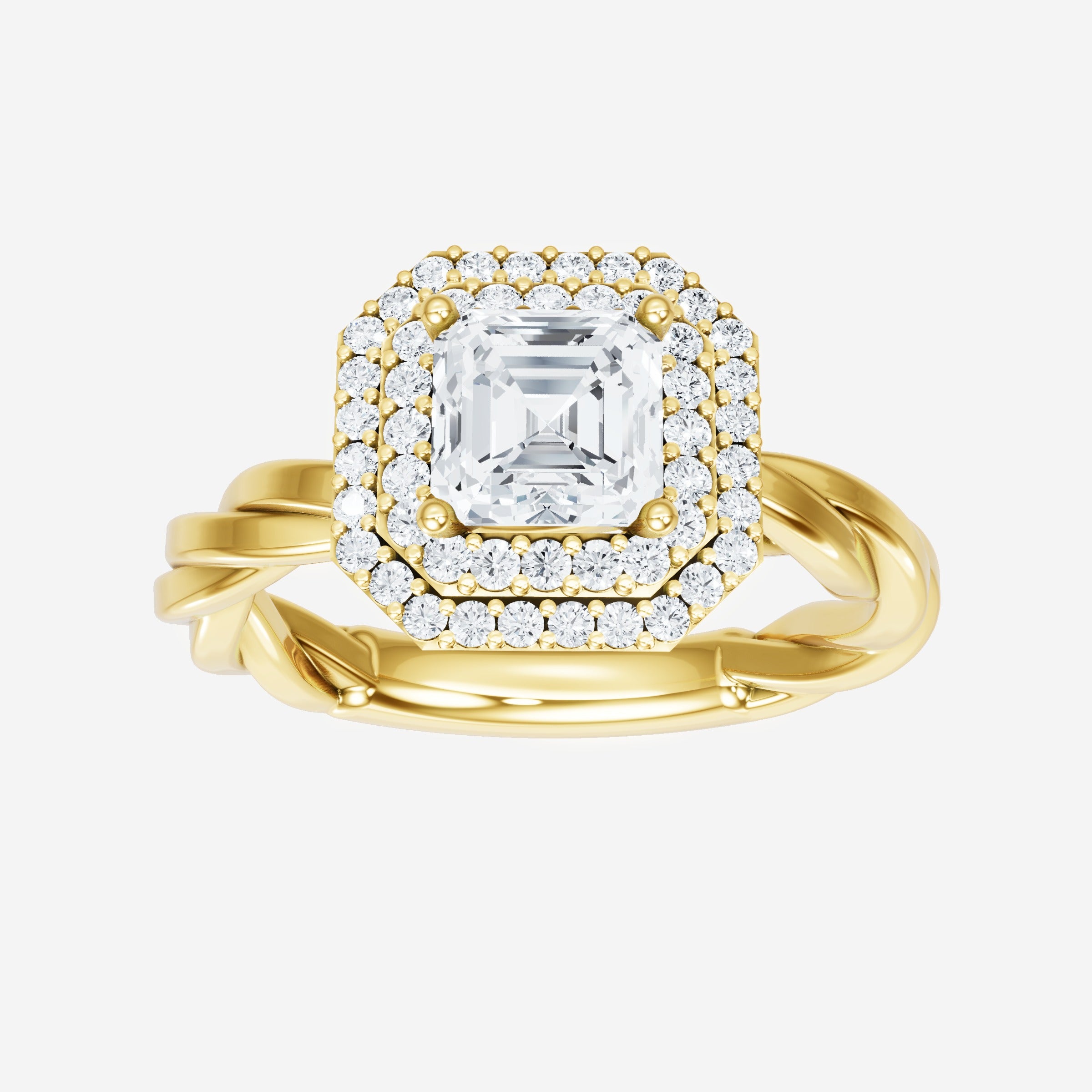Anillo deslumbrante y glamoroso de Asscher