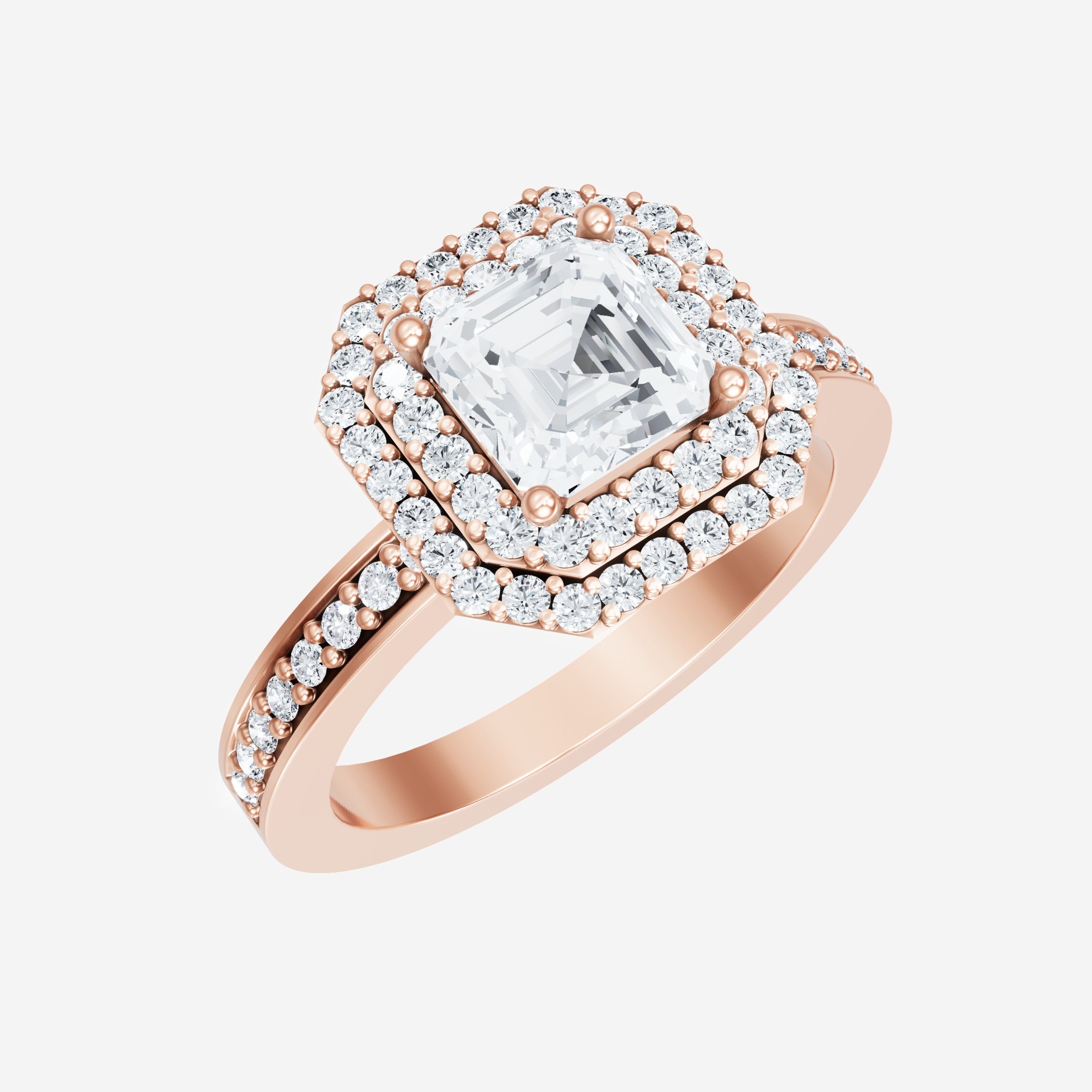 Asscher Double Halo Ring