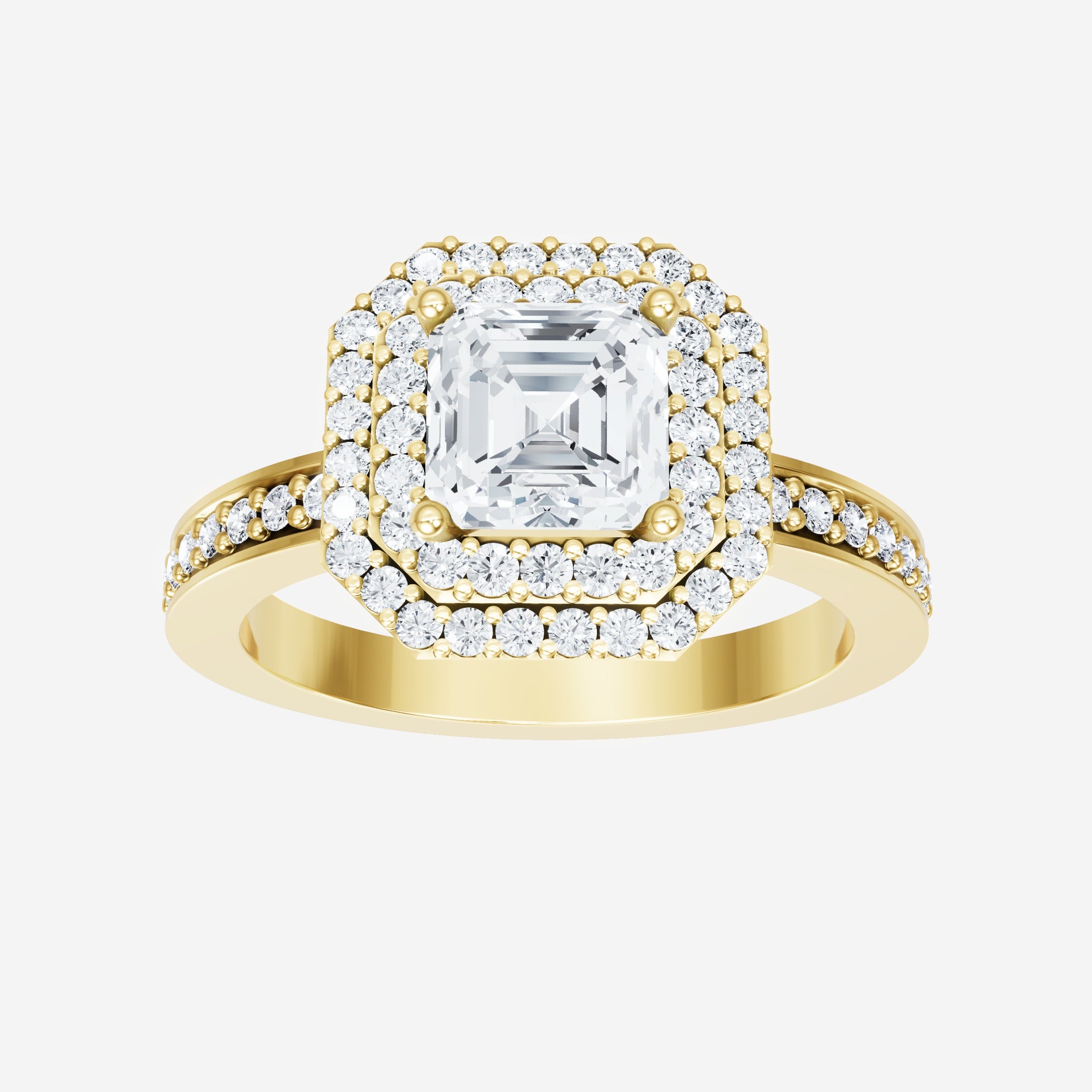 Asscher Double Halo Ring