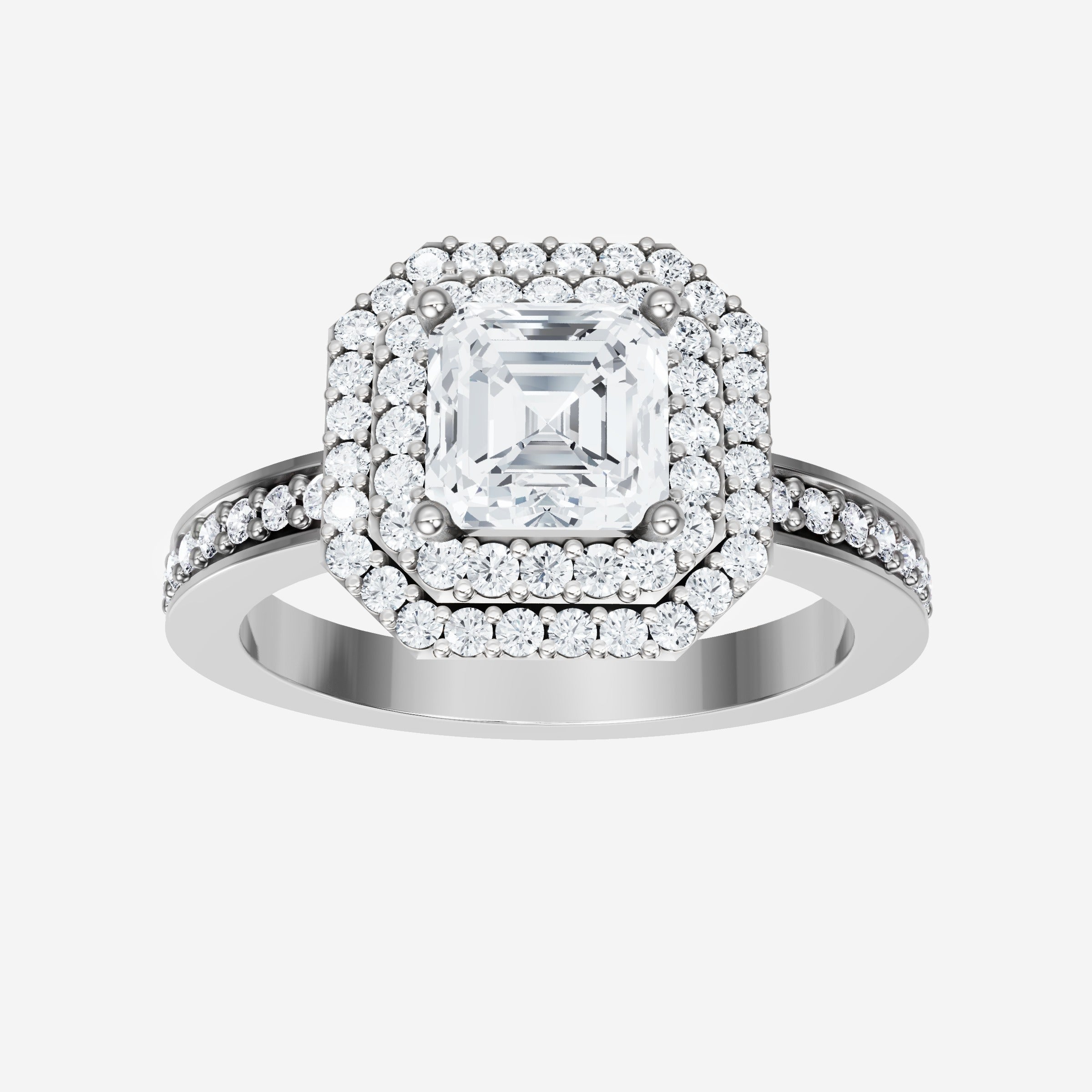 Anillo Asscher de doble halo