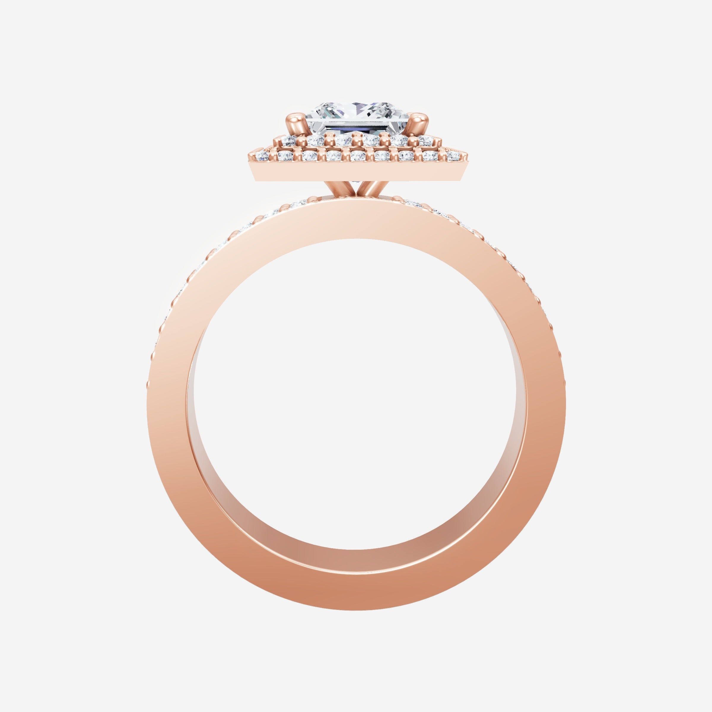 Anillo elegante de princesa con doble halo