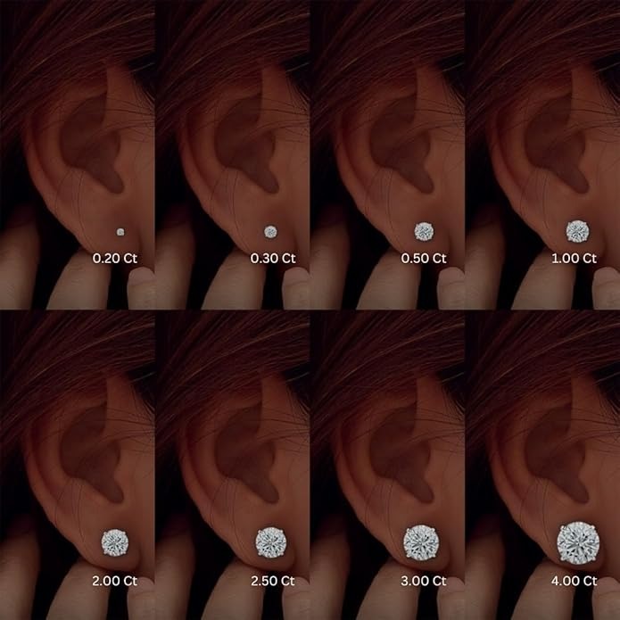 0.5-10.00 Carat IGI Certified Lab Grown Round Cut Diamond Studs Earrings 14k White/Yellow Gold 4 Prong Screw back & Push Back Jewelry Gift Box Packaging (E-F Color, VS1-VS2 Clarity)