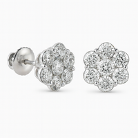 IGI Certified Natural Diamond Flower Earrings in 950 Platinum