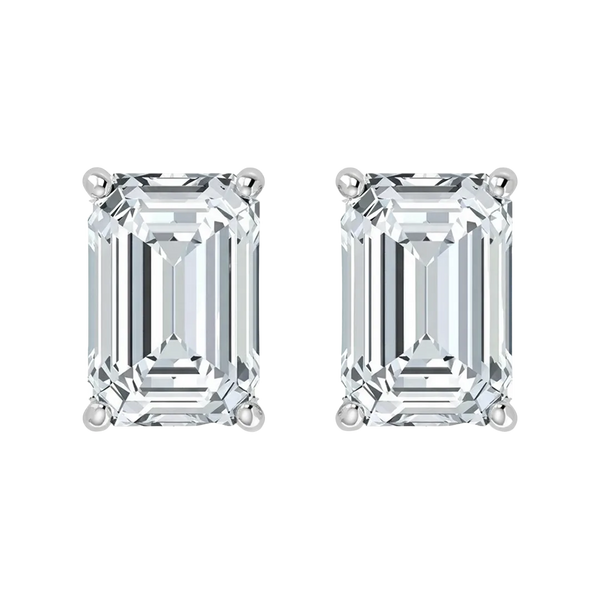 Pendientes de diamantes cultivados en laboratorio de talla esmeralda (0,50 ct-2,00 ct)