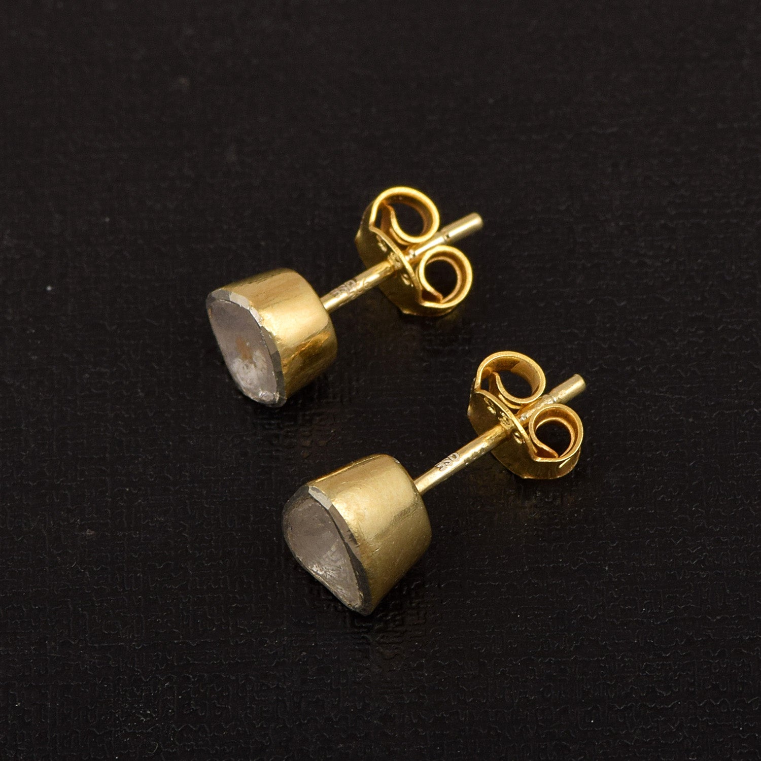 Natural Uncut Polki Diamond Solitaire Stud Earrings