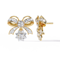 2.25CT Lab Grown Diamond Bow & Floral Stud Earrings