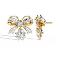 2.25CT Lab Grown Diamond Bow & Floral Stud Earrings