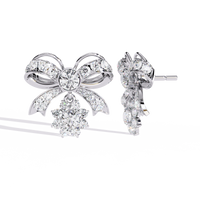 2.25CT Lab Grown Diamond Bow & Floral Stud Earrings
