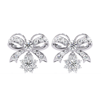 2.25CT Lab Grown Diamond Bow & Floral Stud Earrings