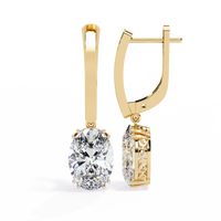 Pendientes colgantes de diamantes cultivados en laboratorio de 2,00 quilates en oro de 14 quilates 