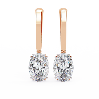 Pendientes colgantes de diamantes cultivados en laboratorio de 2,00 quilates en oro de 14 quilates 