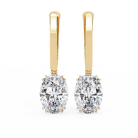 Pendientes colgantes de diamantes cultivados en laboratorio de 2,00 quilates en oro de 14 quilates 