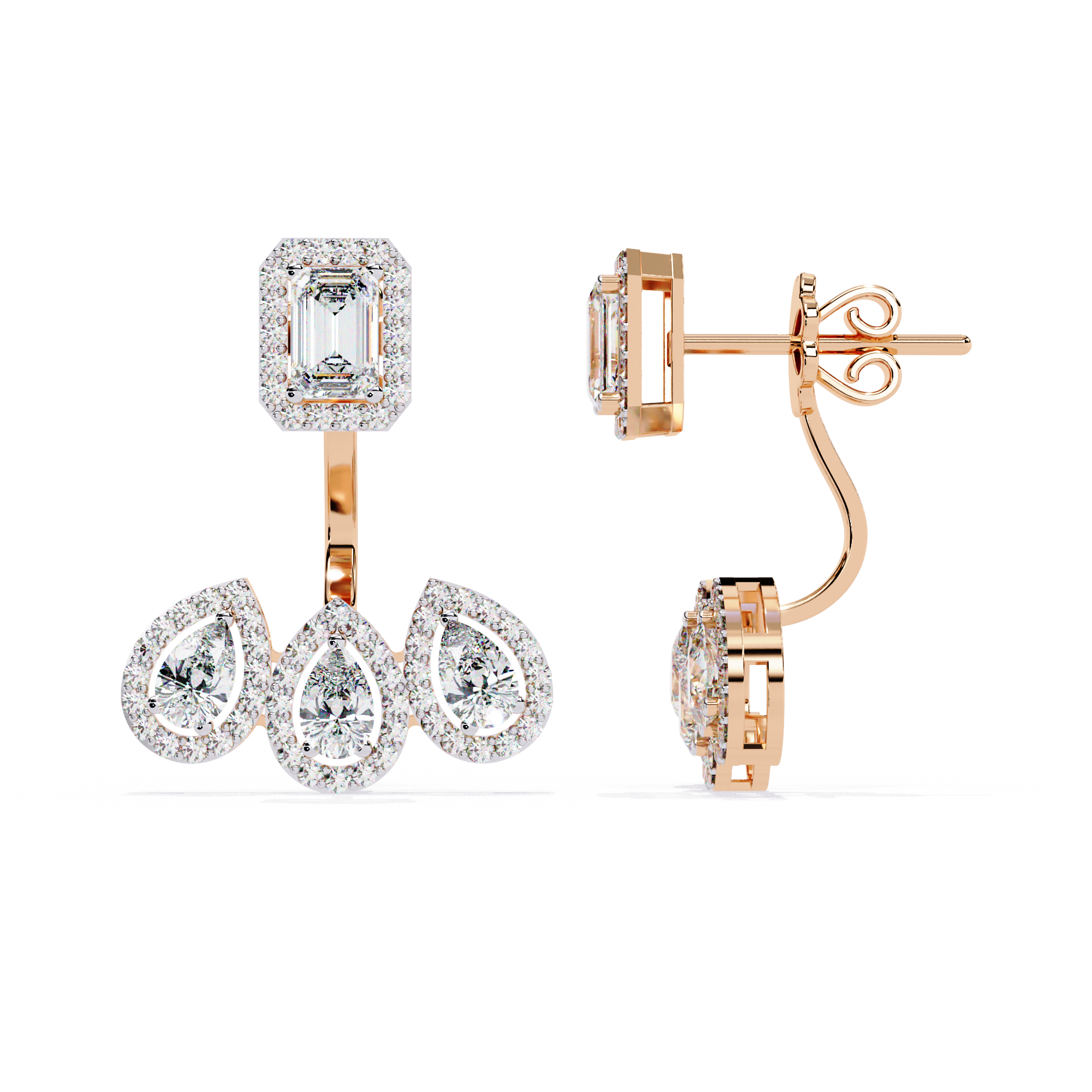3.25CT Lab Grown Diamond Jacket Earrings
