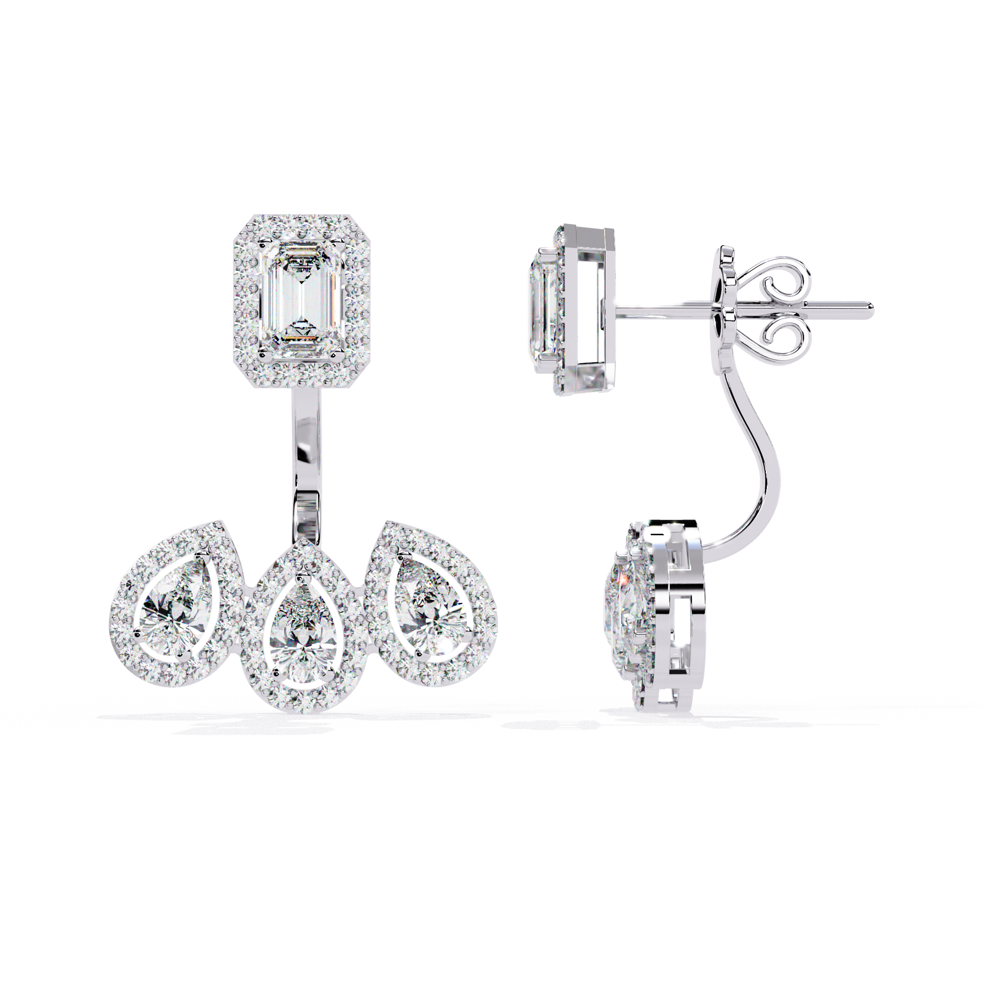 3.25CT Lab Grown Diamond Jacket Earrings