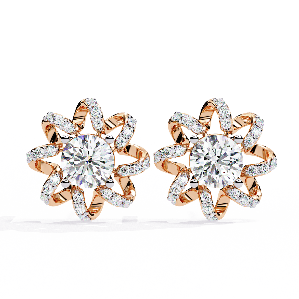 Radiant Floral Lab-Grown Diamond Stud Earrings