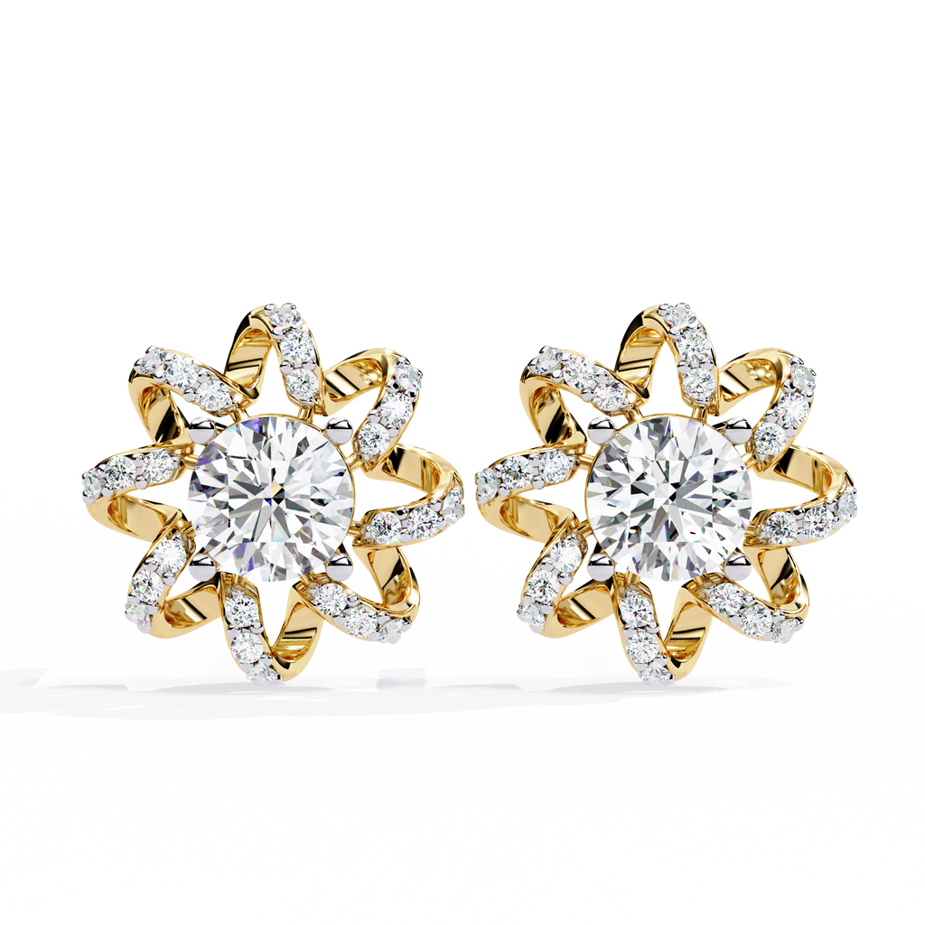 Radiant Floral Lab-Grown Diamond Stud Earrings