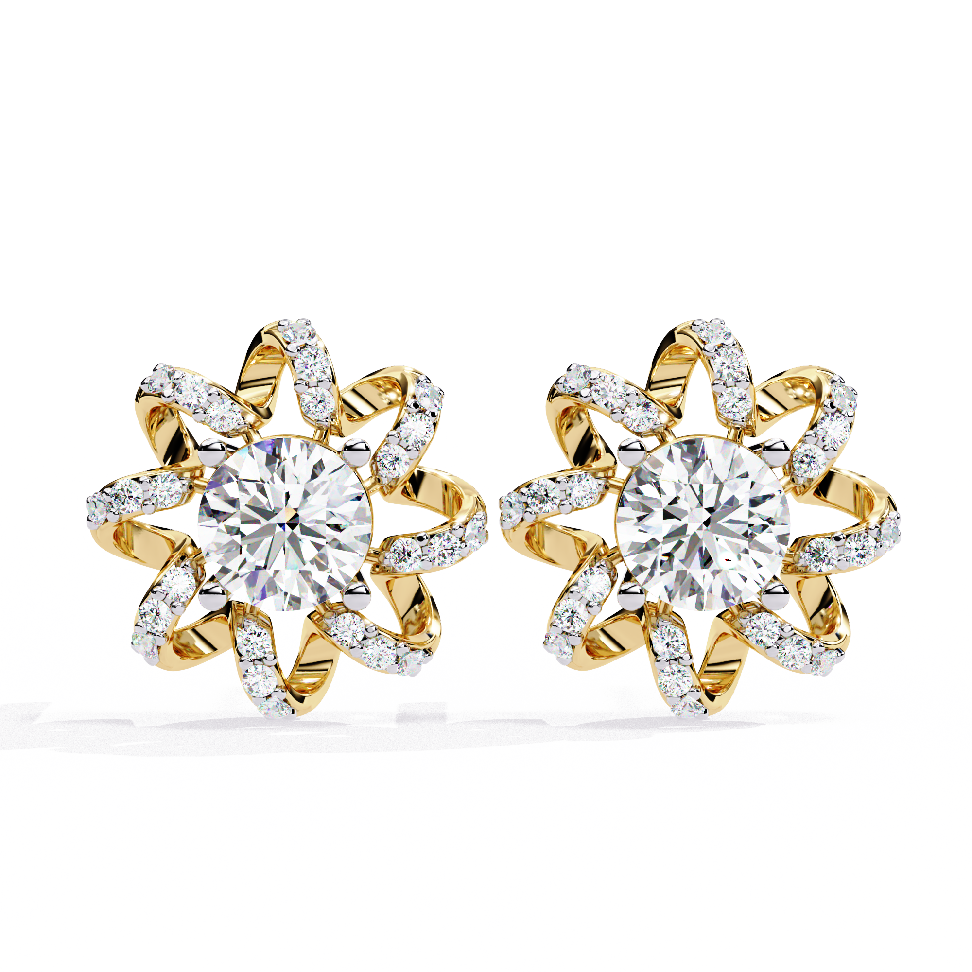 Radiant Floral Lab-Grown Diamond Stud Earrings