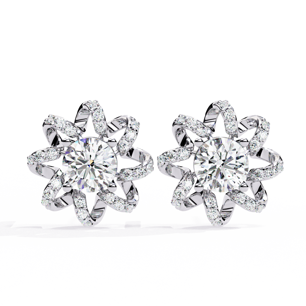 Radiant Floral Lab-Grown Diamond Stud Earrings