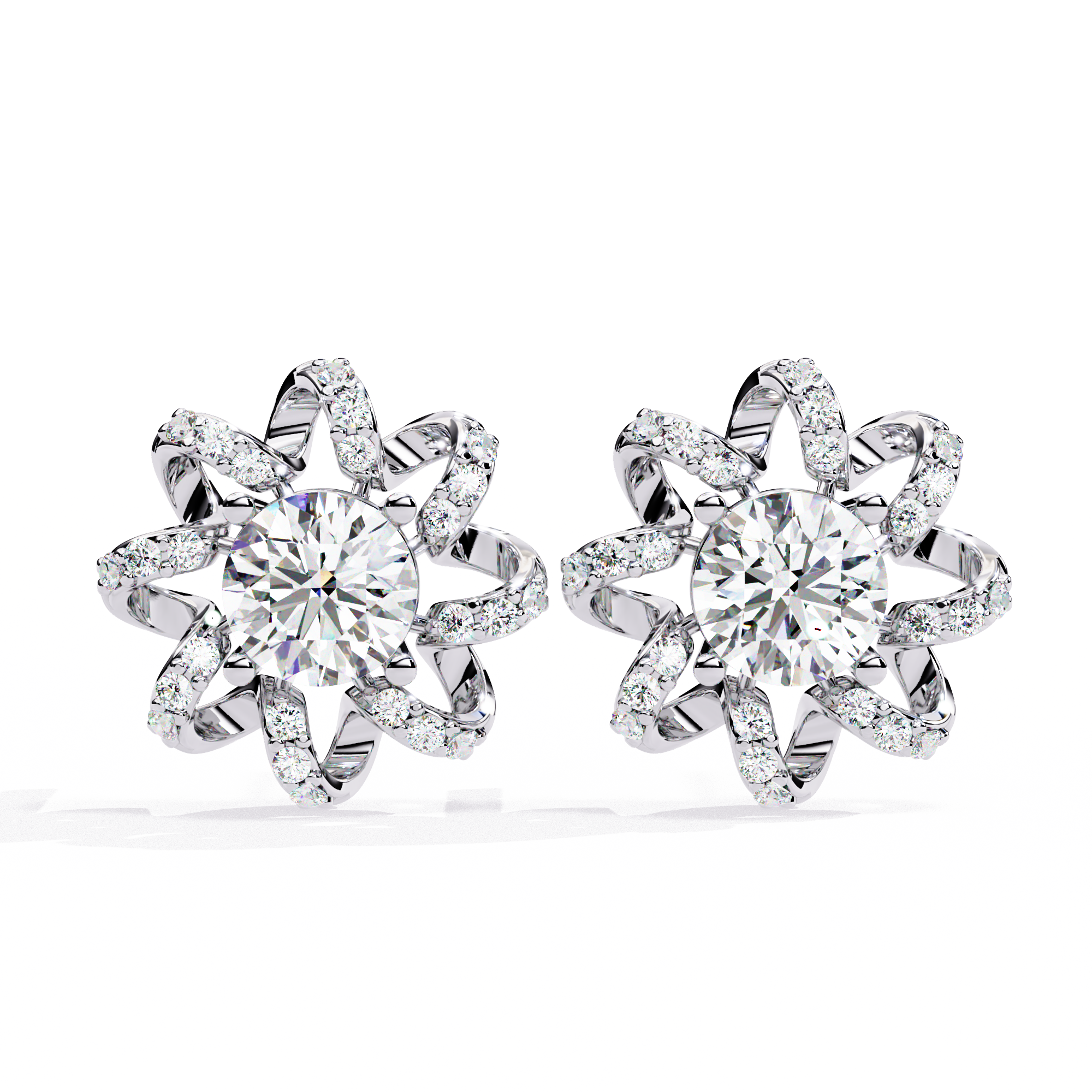 Radiant Floral Lab-Grown Diamond Stud Earrings