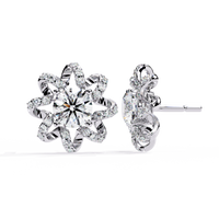 Radiant Floral Lab-Grown Diamond Stud Earrings