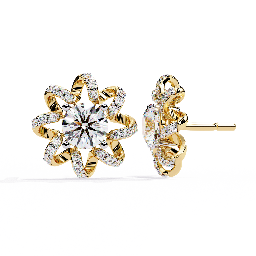Radiant Floral Lab-Grown Diamond Stud Earrings