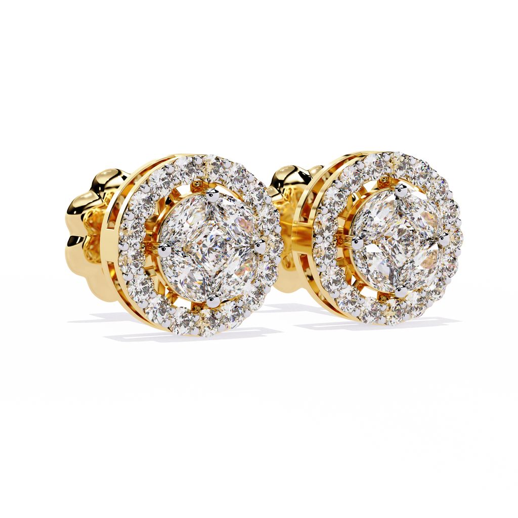 Luxurious Halo Lab-Grown Diamond Stud Earrings