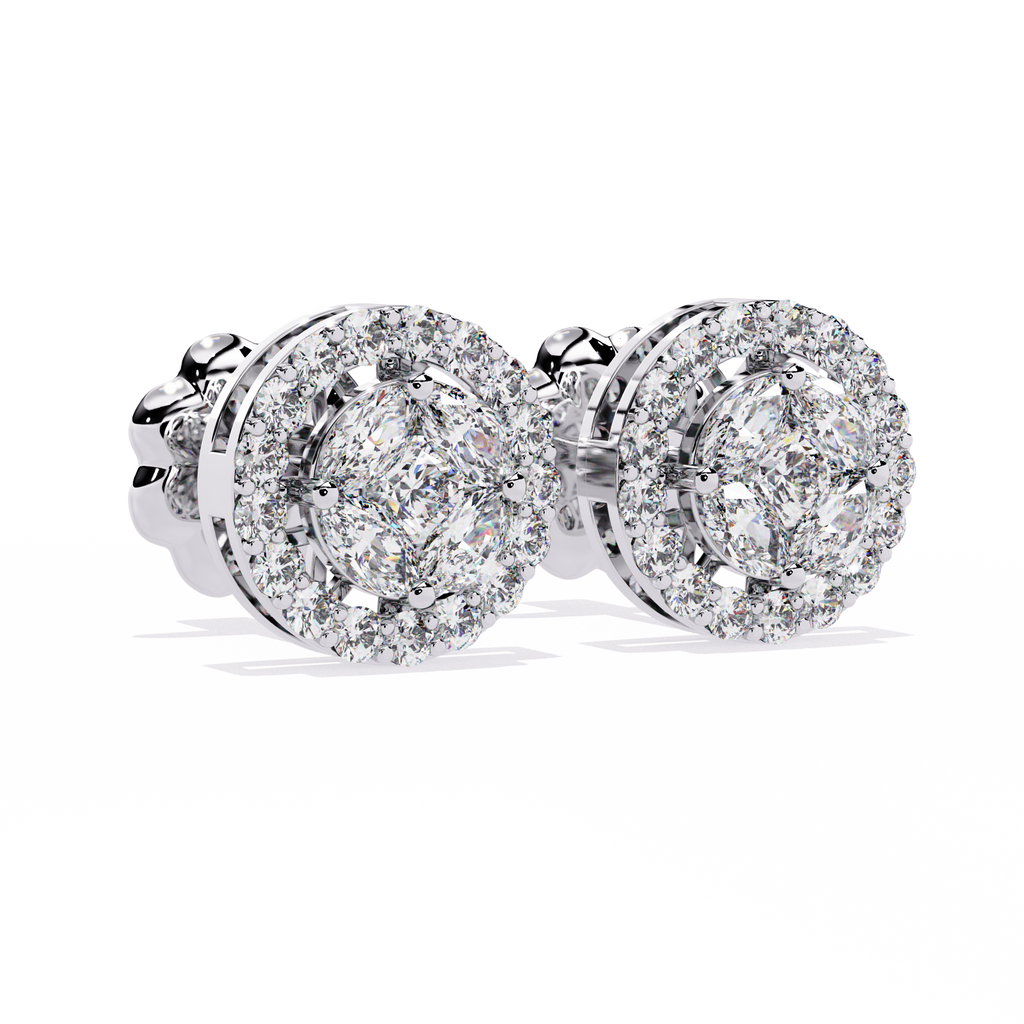 Luxurious Halo Lab-Grown Diamond Stud Earrings