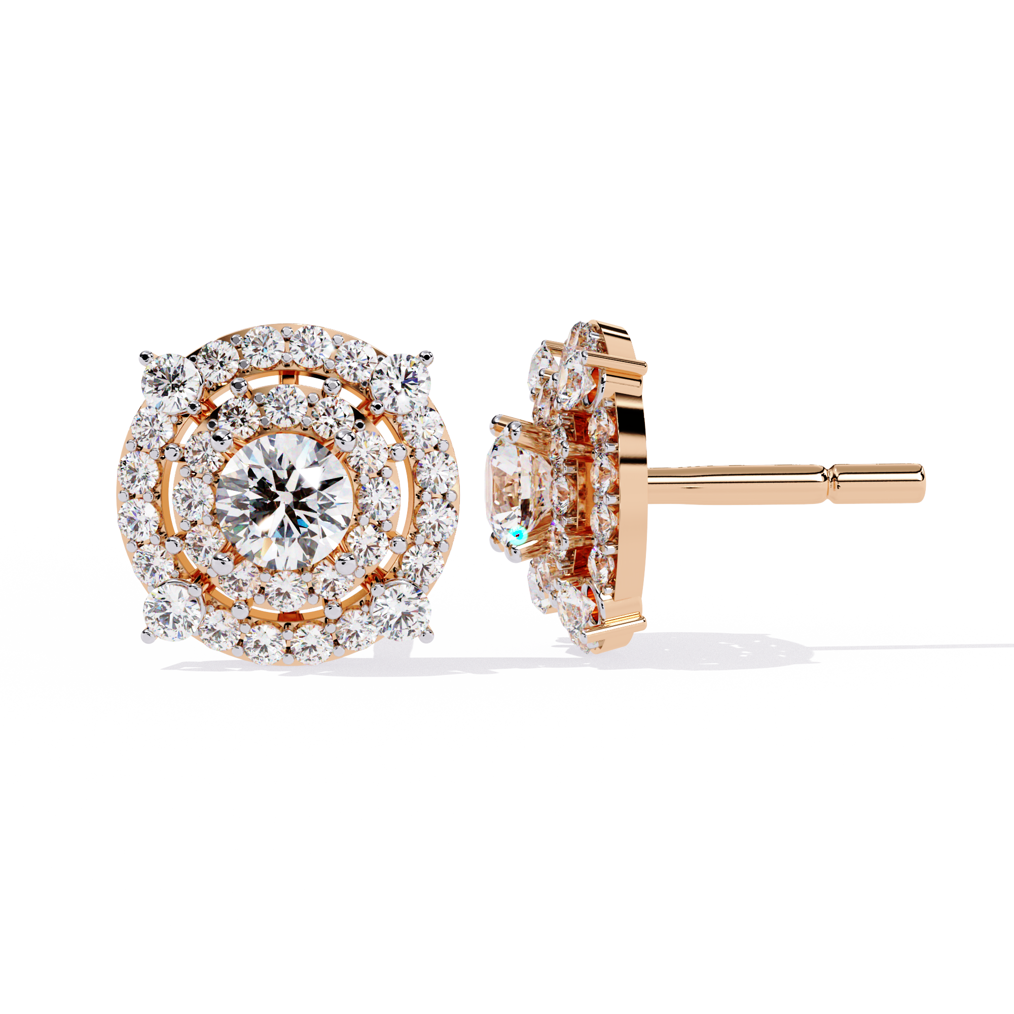 Classic Halo Lab-Grown Diamond Stud Earrings