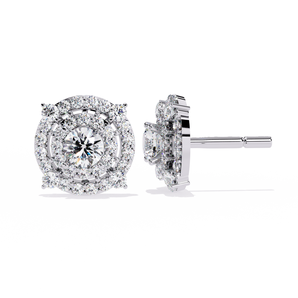 Classic Halo Lab-Grown Diamond Stud Earrings
