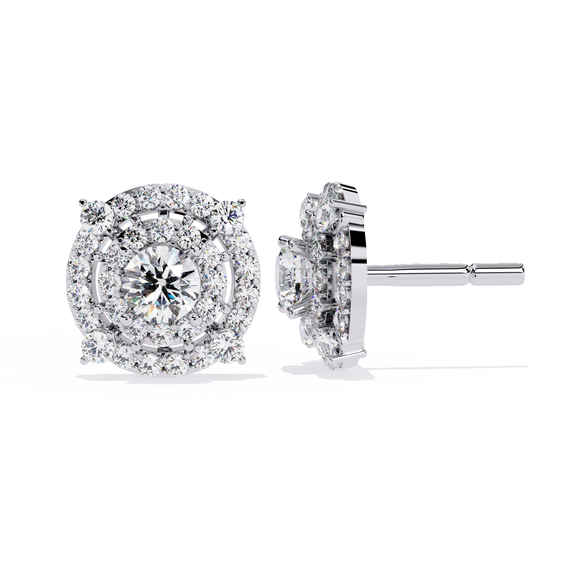 Classic Halo Lab-Grown Diamond Stud Earrings
