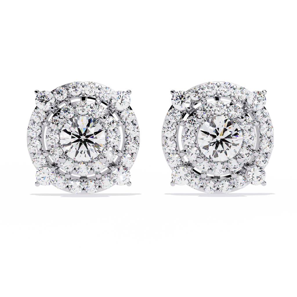 Classic Halo Lab-Grown Diamond Stud Earrings