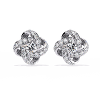 Encantadores aretes con diamantes cultivados en laboratorio y diseño floral en espiral