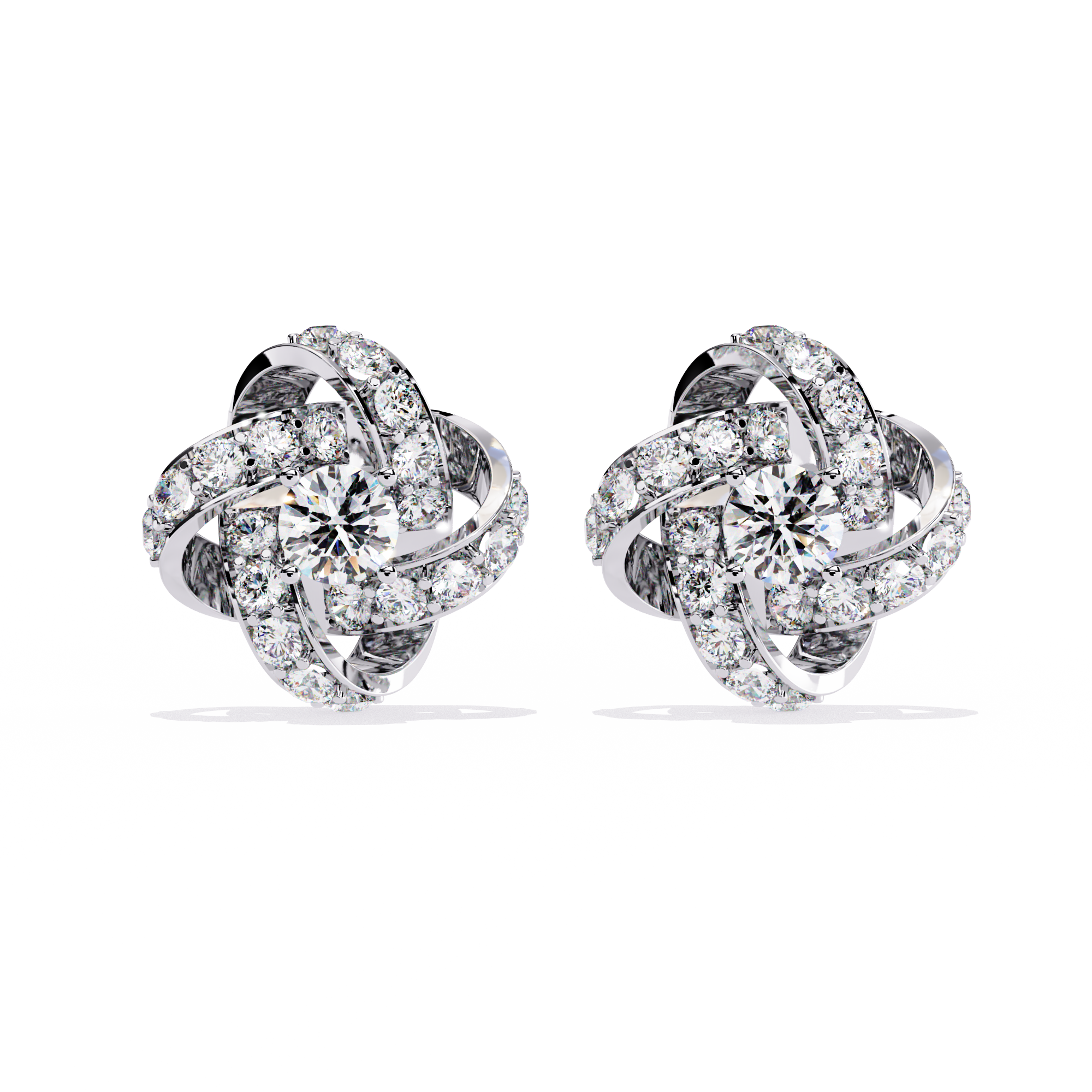 Enchanting Floral Swirl Lab-Grown Diamond Stud Earrings
