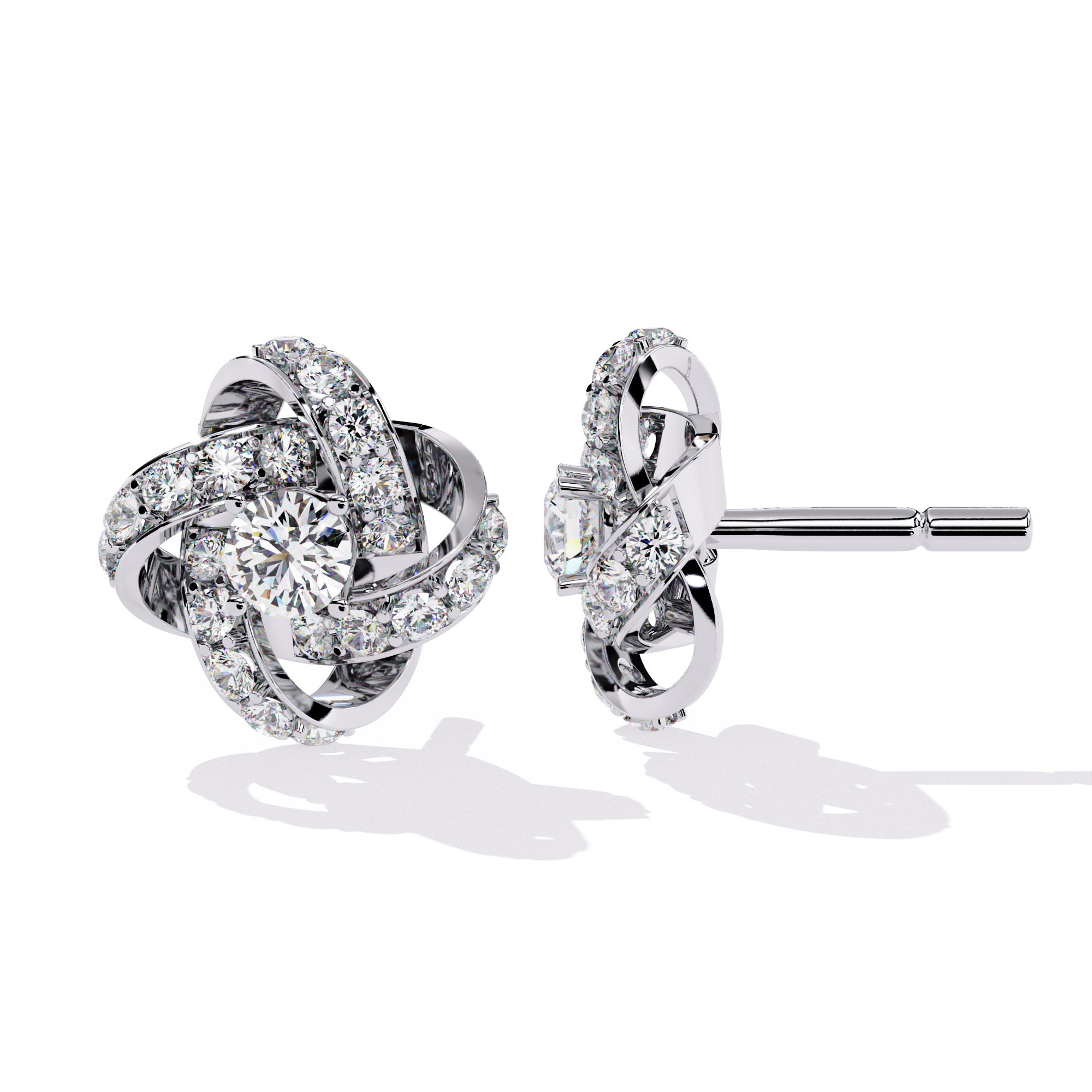 Enchanting Floral Swirl Lab-Grown Diamond Stud Earrings